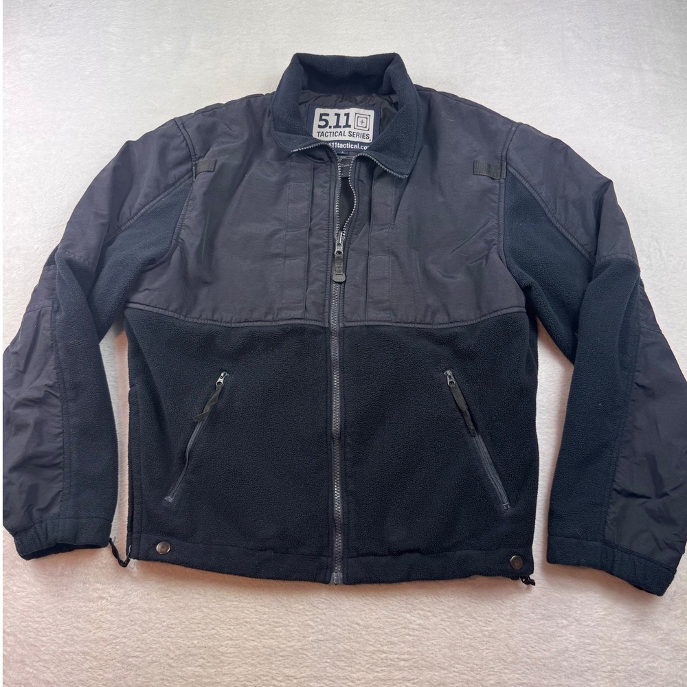 5.11 Tactical Series Fleece Jacket Mens Small Black Full Zip Hybrid Utility Coat